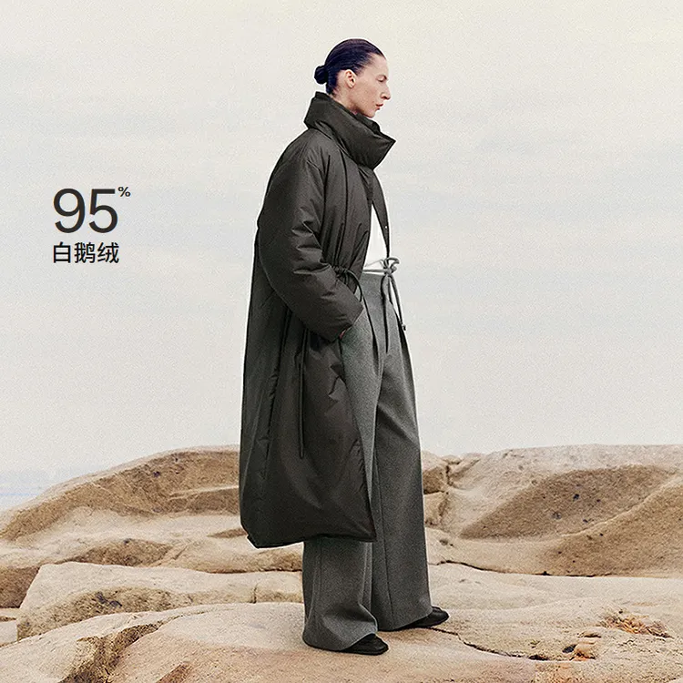 【商场同款】LESS2025年冬新款A型立领休闲长款鹅绒服2PBC17470