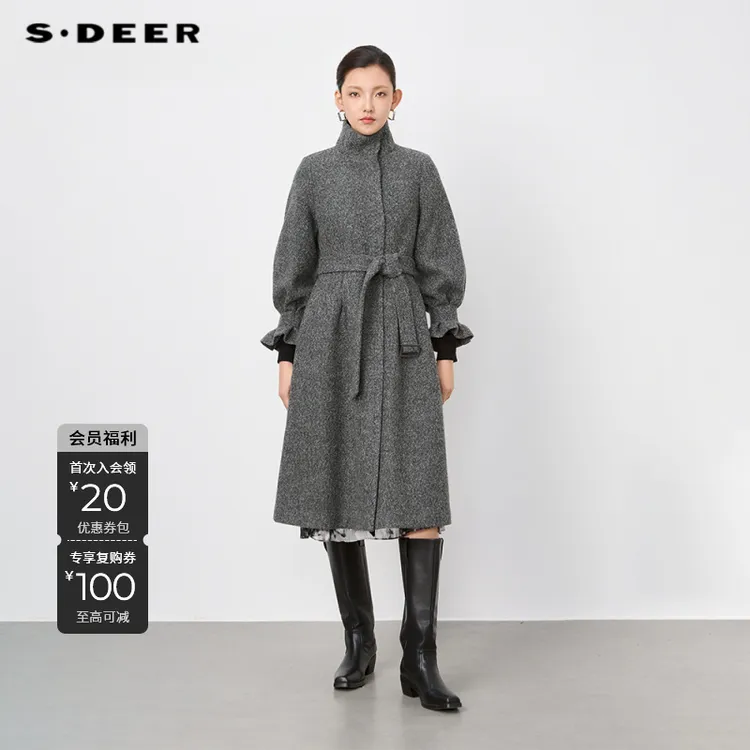 S·DEER圣迪奥女士秋冬新款时尚宽松高端设计师轻奢气质毛呢外套