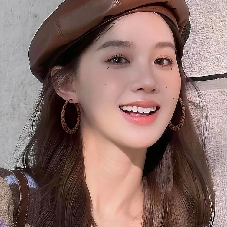 合金耳饰 999银针豹纹耳环复古轻奢女耳钉时尚个性小众气质大耳圈