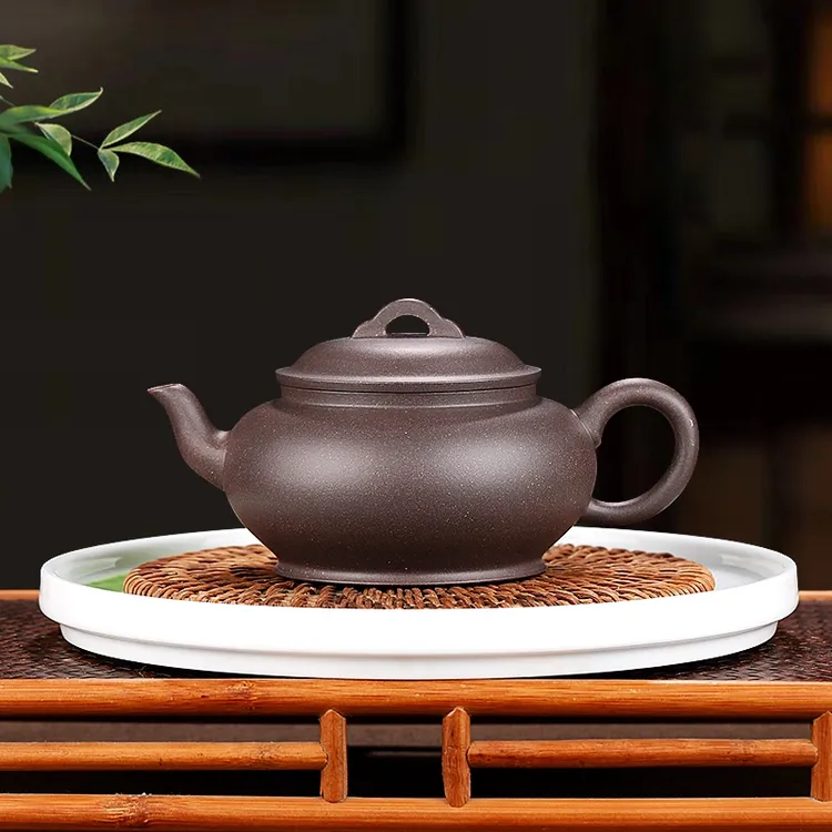 三顾堂宜兴紫砂壶非纯手工黄龙山原矿老紫泥235cc精工点搪云桥