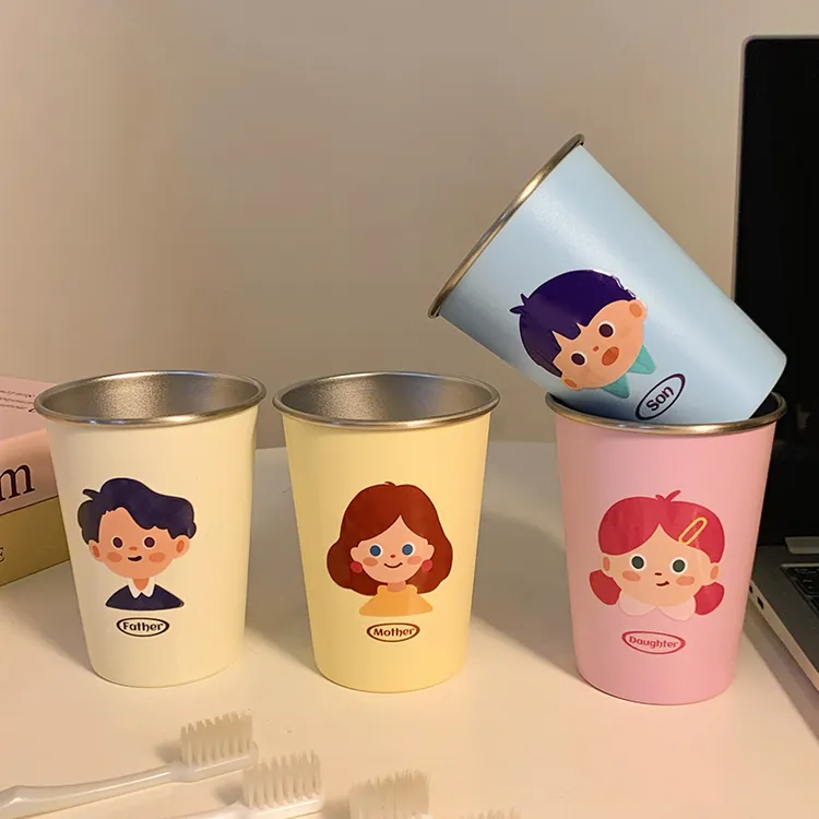 卡通一家家园四口加厚漱口杯简约防霉不锈钢牙刷耐脏情侣创意洗漱