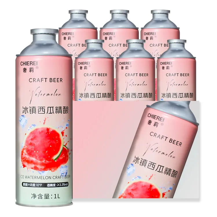 CHIEREI奢莉冰镇西瓜精酿小麦白啤1L*6罐大瓶装整箱果味啤酒