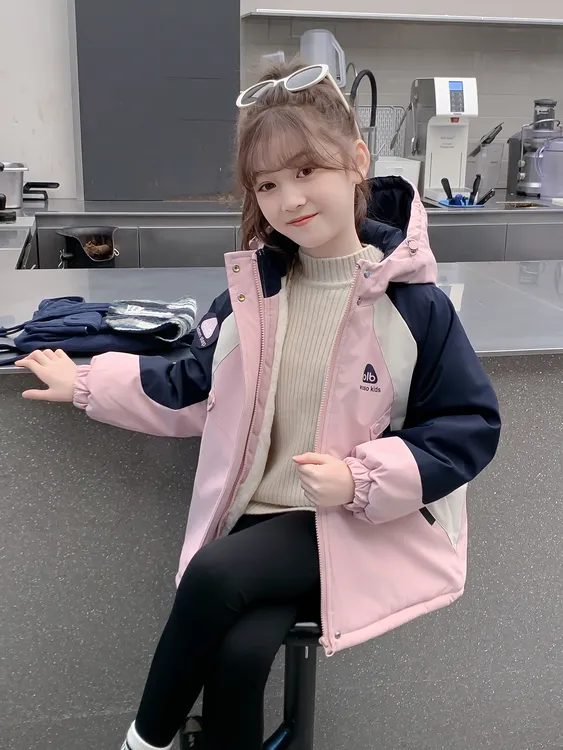 女童棉服2025新款冬装儿童洋气加绒加棉加厚冲锋衣外套女孩棉袄潮