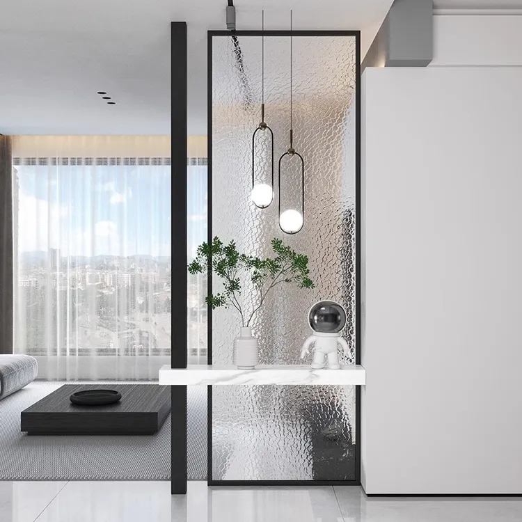 长虹水纹玻璃屏风隔断简约现代客厅遮挡入户进门玄关洗手台隔断墙