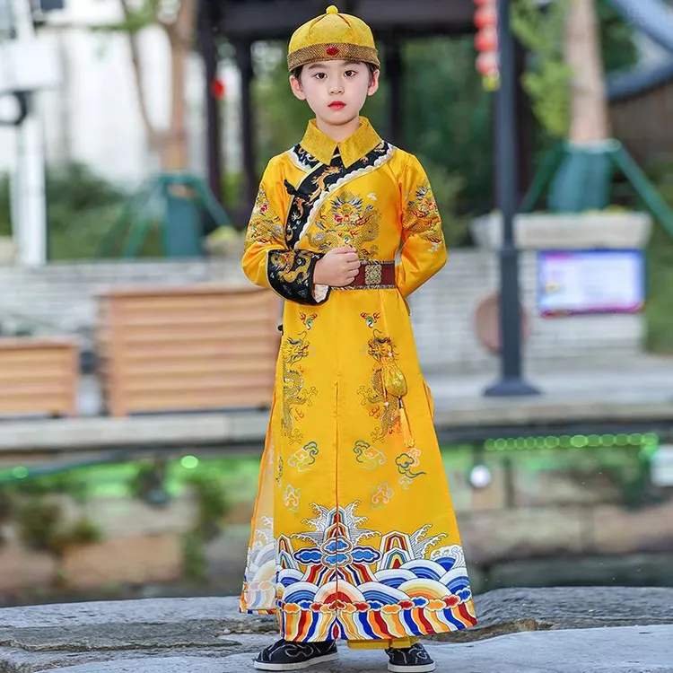男童汉服清朝满族阿哥服儿童皇帝龙袍贝勒太子演出服故宫影楼旅拍