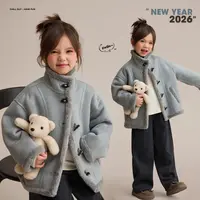 【淡雪】女童皮毛一体外套牛角扣羊羔毛保暖上衣汉服9433X