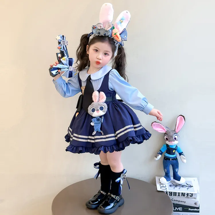 朱迪兔子警长裙子女童长袖秋季儿童迪士尼cos服女孩公主裙连衣裙