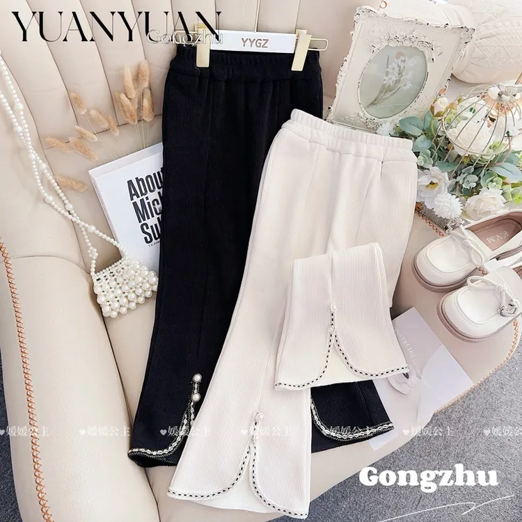 媛媛公主【大长腿】加绒女童小香风喇叭裤14421S244