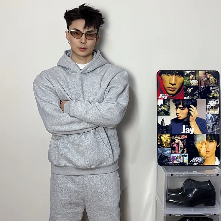 重磅加绒连帽长袖卫衣秋冬保暖男女同款