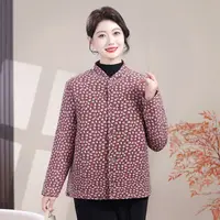 （妈妈羊毛棉袄）女士加厚加护绵羊毛夹层复古花棉袄7651