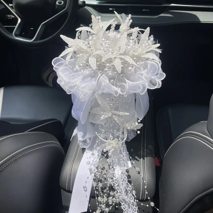 珍珠手捧花DIY材料包新娘结婚婚纱权杖高级皇冠成品订婚领证礼物