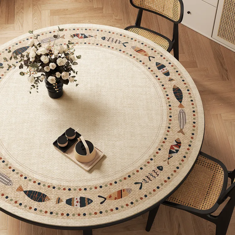 诧寂风圆桌垫防水防油防烫免洗皮革餐桌垫高级感圆形茶几垫隔热垫