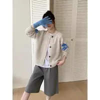 2025秋冬新款韩版宽松圆领花朵提花针织女百搭外套上衣2450