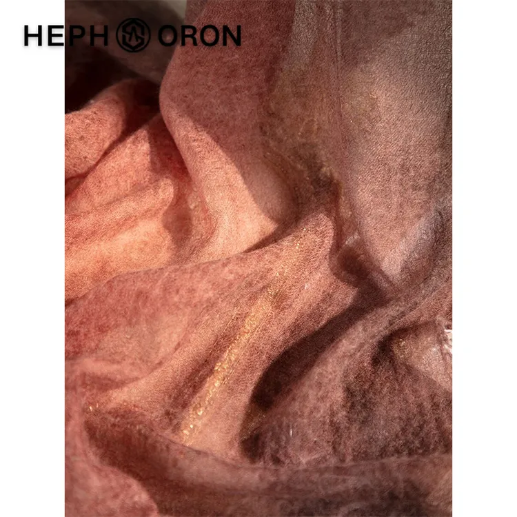 渐变羊绒围巾女款爆款2025新款戒指绒薄款毛边方巾披肩外搭礼盒