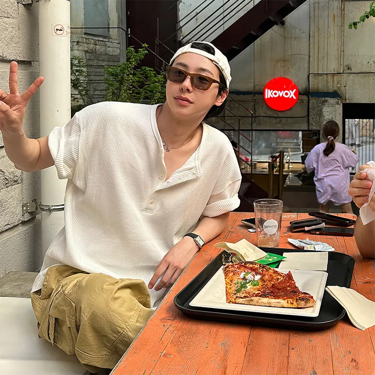 SUNEE「简约 华夫格」亨利领短袖T恤男夏季休闲宽松慵懒风体恤