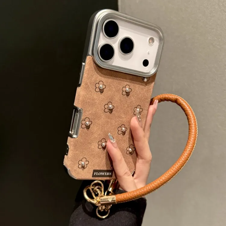 珍珠小花适用苹果17promax手机壳iphone16pro小羊皮高级15新款14