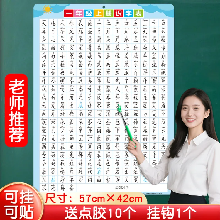 2025小学人教版课本同步一年级上下册语文生字识字表挂图认字墙贴