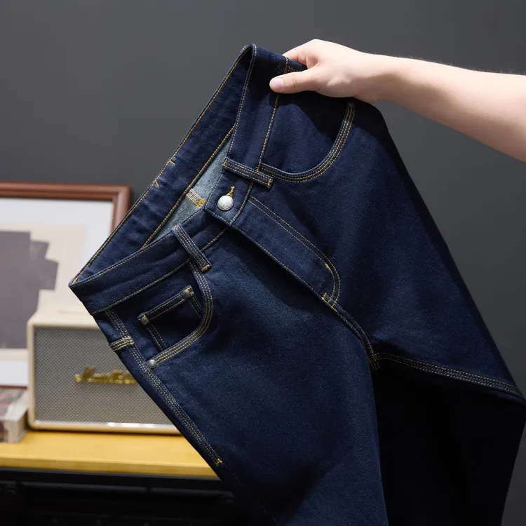 男士秋冬升级款原牛丹宁蓝小直筒不掉色牛仔裤时尚百搭（广州货）