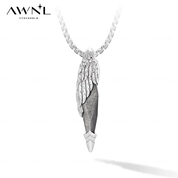 AWNL霖奈炽天使之翼银曜石项链时尚送男友高级质感小众礼物