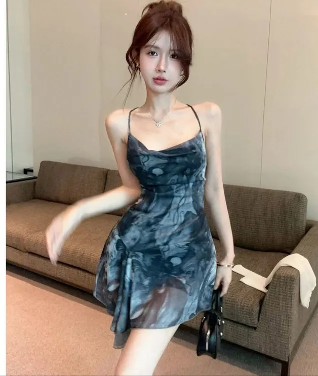 夏季纯欲风连衣裙性感蕾丝吊带辣妹夜店装情侣约会战袍显瘦美背