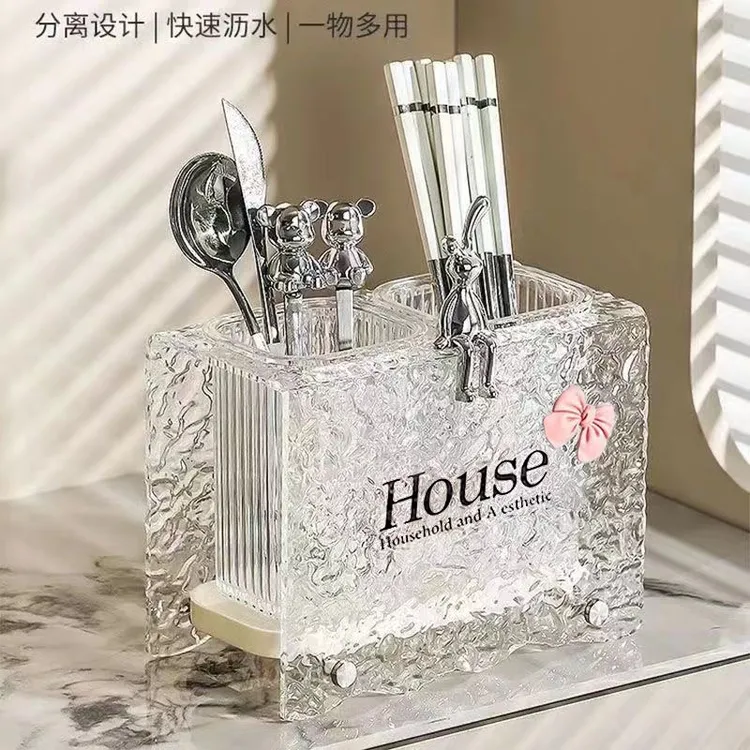 家用筷子筒勺子新款轻奢高颜值镂空时尚高档台面沥水置物架