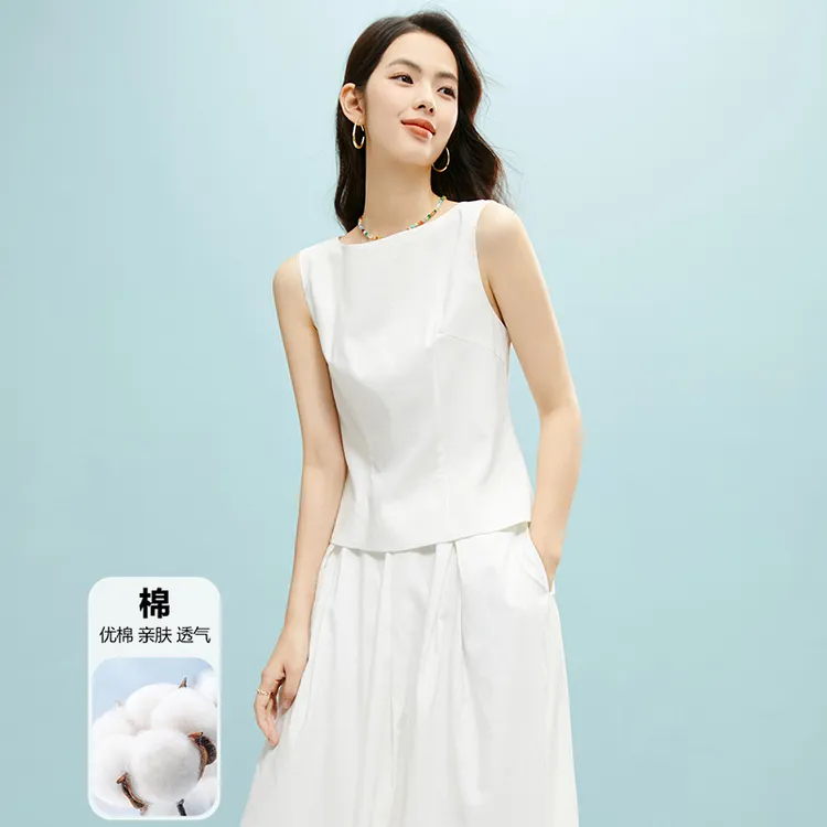 【新品】2025夏上衣亚麻高级感收腰背心女25022105