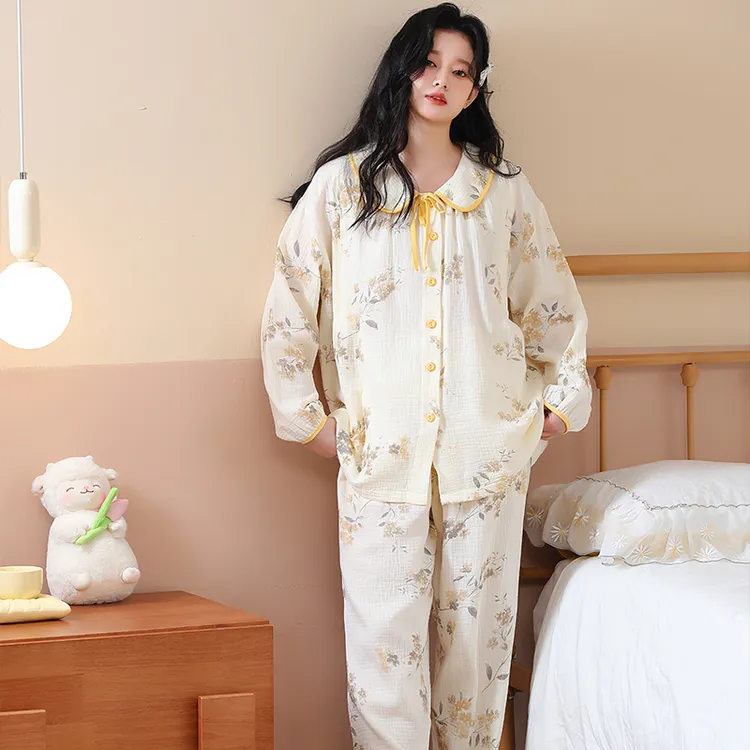 纯棉纱布月子服春夏季薄款产后产妇哺乳孕妇睡衣孕期专用全棉吸汗