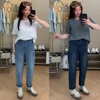 大码高腰哈伦牛仔裤女老爹裤2025年秋季新款显瘦九分小个子萝卜裤