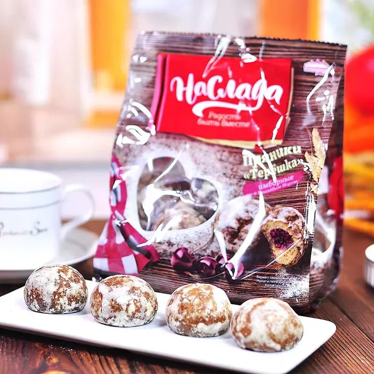 俄罗斯原装进口璐希亚牌樱桃味果酱光头饼糕点零食品