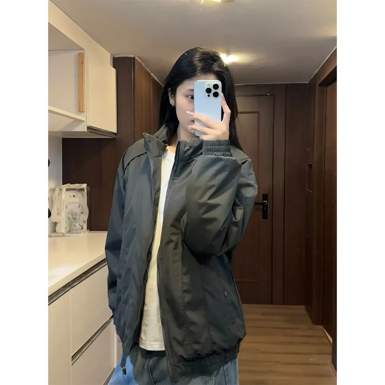 美式cleanfit棉服外套男款冬季斜切加厚夹克潮牌宽松立领工装上衣