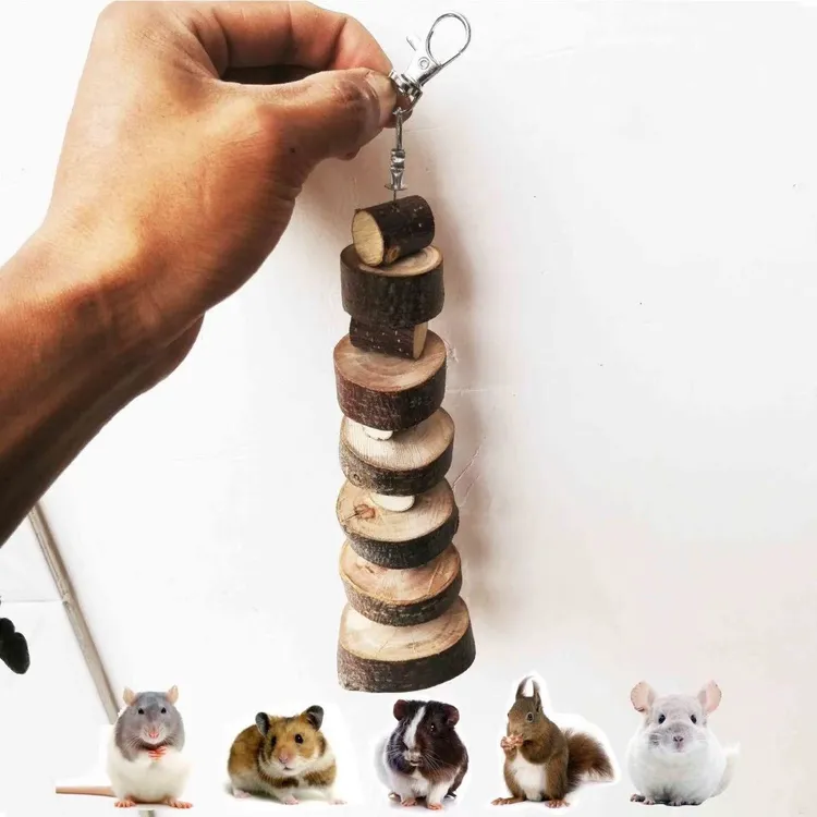 烘干苹果木宠物磨牙串出口大量生产仓鼠龙猫兔子啃咬玩具原木咬串
