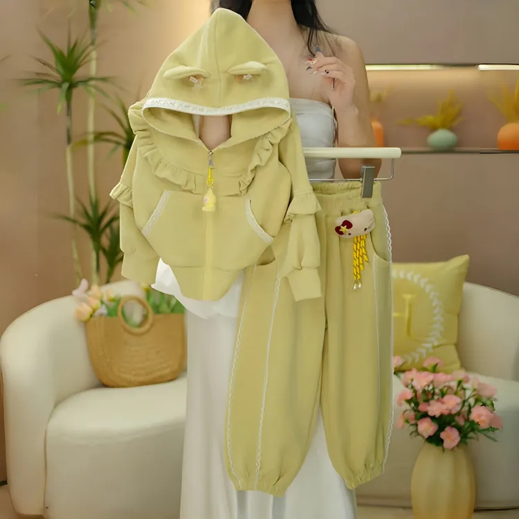 女童多巴胺套装2025新款秋装儿童卫衣开衫袜套卫衣两件套