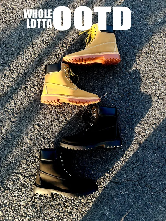 OESY鞋子男ins新款百搭小众设计时尚潮流拼接马丁靴厚底耐磨板鞋