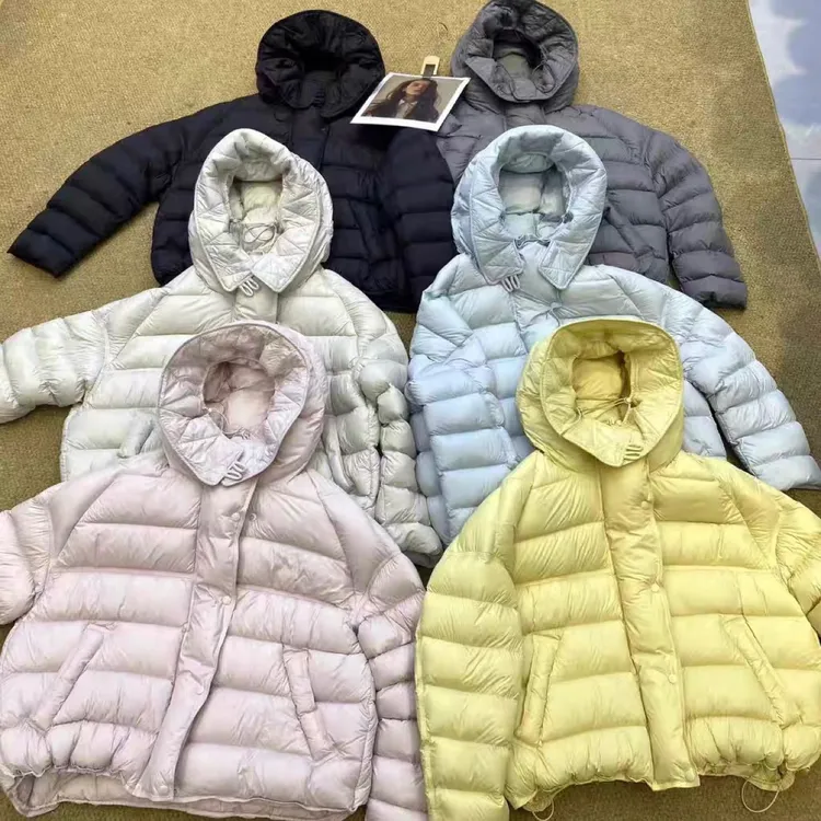 2025冬季款90白鸭绒花苞连帽排骨羽绒服女短款韩版小个子保暖外套