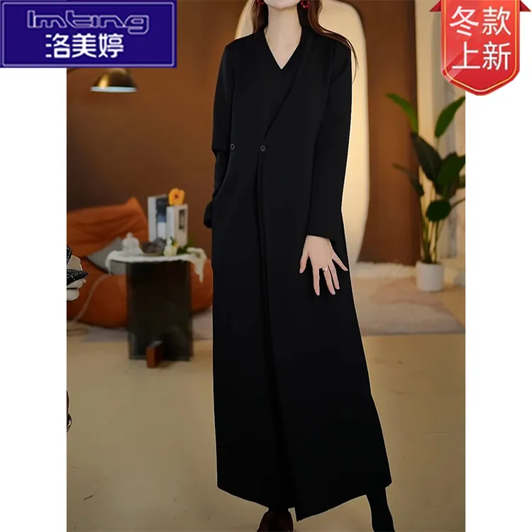 出游服装女修身气质高个子厚连衣裙女2025秋冬季新款时尚显瘦减龄