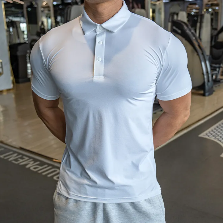 男士健身训练衣男高弹速干透气运动紧身短袖polo跑步运动