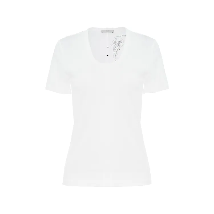 LYNEE 纯色U领正肩极简T恤短袖女纯欲慵懒风上衣女装LGD2FST036