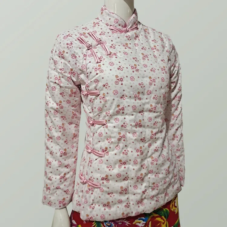 女装薄款中厚棉衣手工纯棉花面料里料都是纯棉修身斜襟立领盘扣