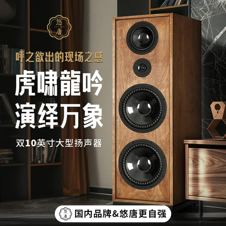 悠唐T806 HiFi发烧级落地音箱 10寸三分频专业音响 木质无源对箱 