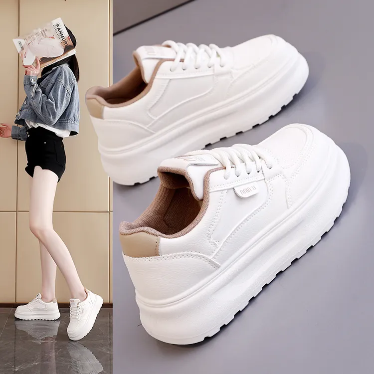 踩屎感小白鞋皮面厚底春秋百搭休闲女鞋韩版ins学生运动板鞋网红