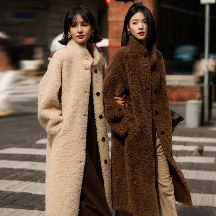 海宁新款100%羊毛外套双面穿显瘦女长款加厚冬季保暖时尚802