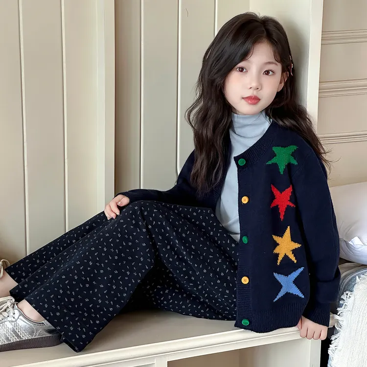 女童毛衣星星开衫外套2025秋季新款儿童洋气针织衫超好看秋装上衣