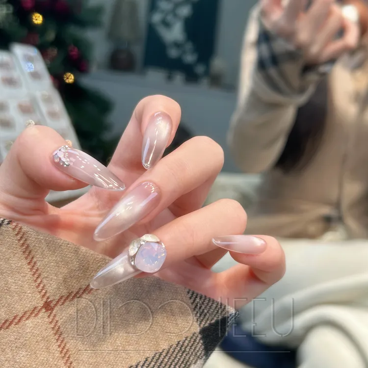 【琉璃纱】缇觅轻奢追光猫眼肥方全华子钻纯手工可拆卸式穿戴甲