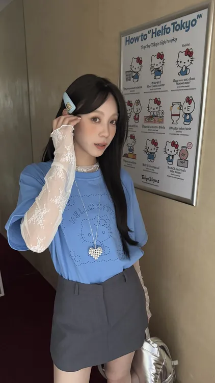 HELLOTANGO《逆龄公式》春夏韩系复古卡通减龄百搭圆领T恤55382#