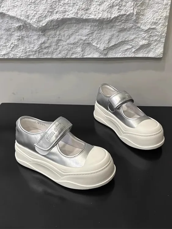 三福赵露思同款7cm松糕底轻便玛丽珍鞋女时尚百搭小个子浅口鞋