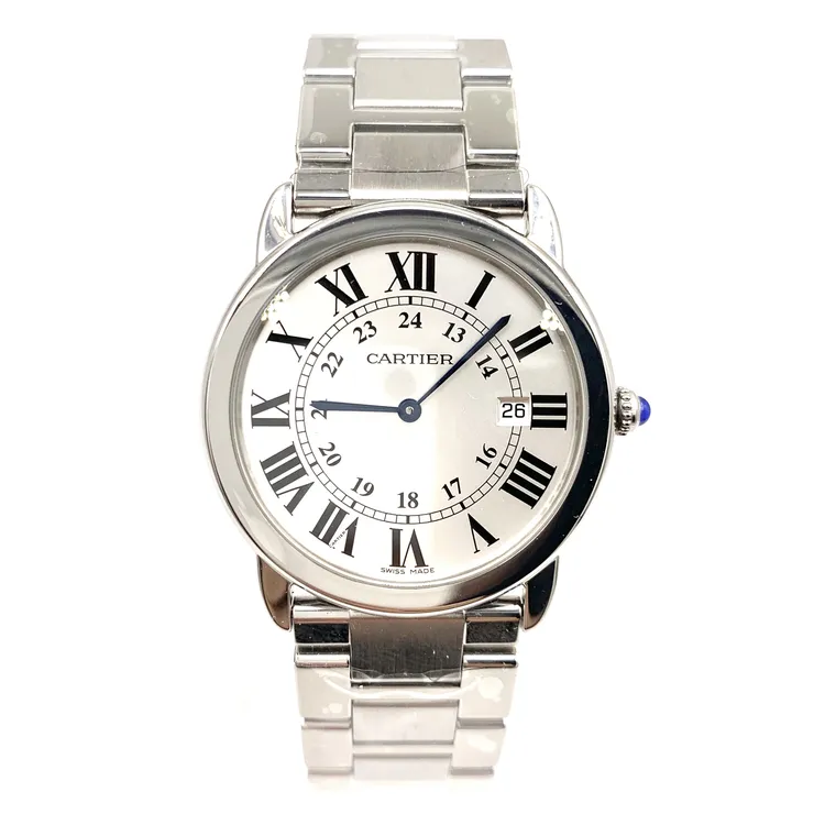 99新 Cartier/卡地亚 伦敦/精钢/两针日历/石英/表径36mm/女表