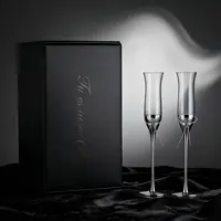 礼盒装！Wang 薇薇同款水晶香槟杯绳结银色情人节高脚对杯结婚礼物