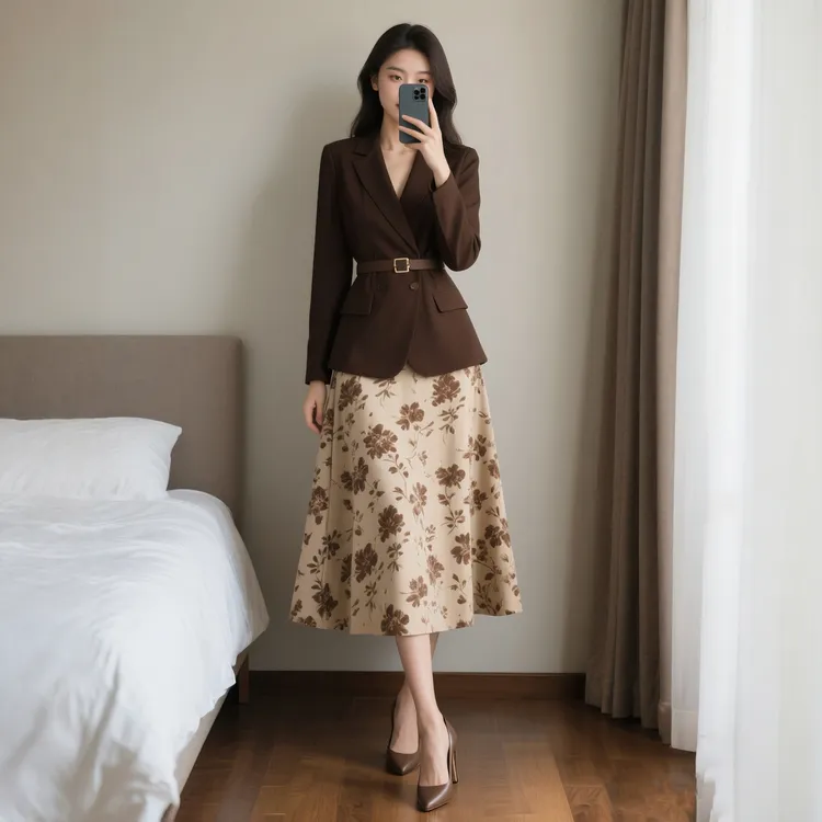 早秋季新款女装时尚穿搭法式复古西装两件套装半身裙子通勤优雅ol
