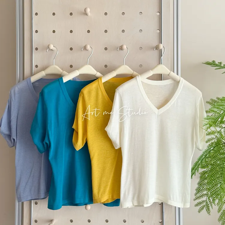 夏季芭蕾感修正肩形气质挂必入莱赛尔轻盈清凉显瘦肌肤T恤w24298