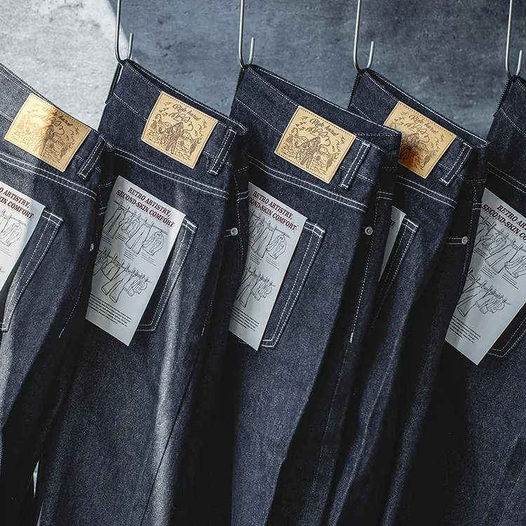 MRA男装美式复古重磅原牛色直筒牛仔裤阔腿宽松垂感深蓝牛男夏秋